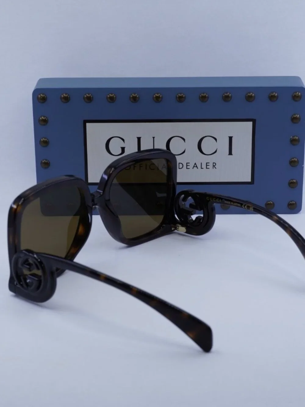 Gucci GG1326S 007 Women Square Sunglasses - Dark Havana / Brown Mirror